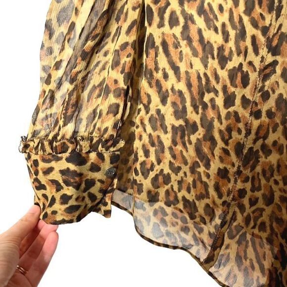 J. Crew Collection Leopard Print Button Down Blouse - Picture 6 of 7